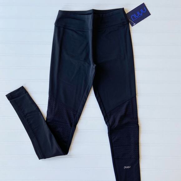 Nuyu XS Black High Waist Full Length Mesh Panel Athletic Workout Yoga Legging - Picture 2 of 10